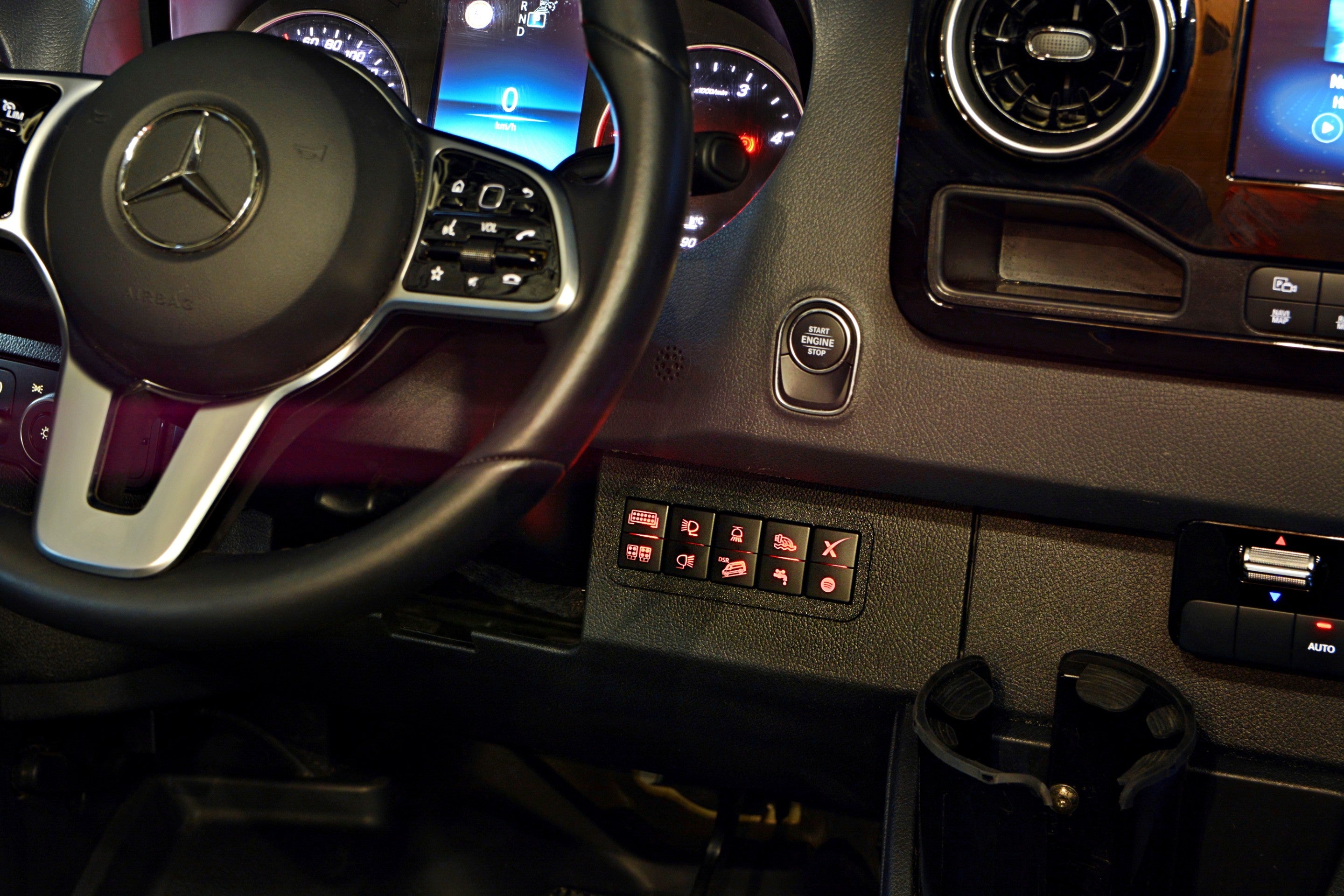 Mercedes-Benz Sprinter 907/VS30 Right side 10-Switch Dash Panel.